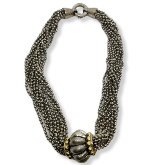 VINTAGE SILVERTONE CHUNKY BEAD CHAIN & ORNATE PENDANT STATEMENT NECKLACE - Picture 3 of 6